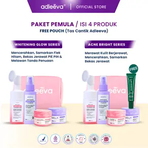 ADLEEVA - [Paket Pemula ISI 4] WHITENING Glow Booster / ACNE Bright Series Basic - Mencerahkan bantu samarkan flek hitam, Paket perawatan kulit berjerawat dan bekas jerawat secara maksimal BPOM HALAL
