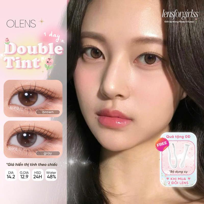 (OLENS) Lens 1 ngày | Kính áp tròng DOUBLE TINT GRAY VÀ BROWN chính hãng KOREA | LENSFORGIRLSS