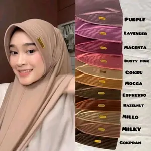 90rb isi 11 pcs hijab bergo Hamidah size M akrilik gold menutup dada lembut adem nyaman tidak gerah by Safeea hijab