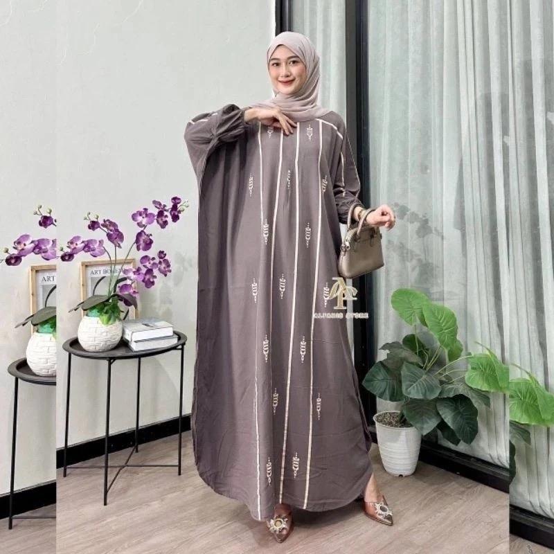 Kaftan Motif Najwa Rayon Tebal Jumbo LD 180 cm Lebaran Dress Gamis Muslim Dewasa Panjang 3