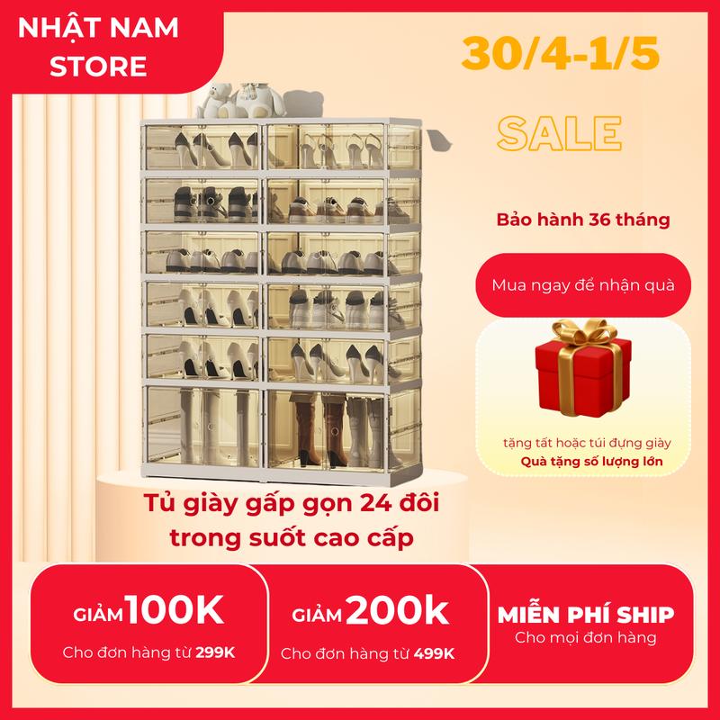 [MIỄN PHÍ SHIP]Tủ giày 24 đôi trong suốt 9104T-5-1G có bánh xe