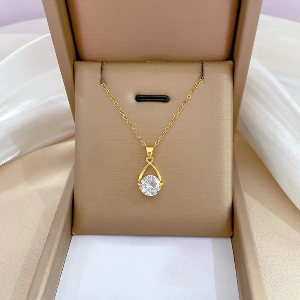 Sederhana Kalung Rantai Liontin Zirkon Permata Kalung Titanium Anti Karat Tidak Luntur Temperamen Necklace X128