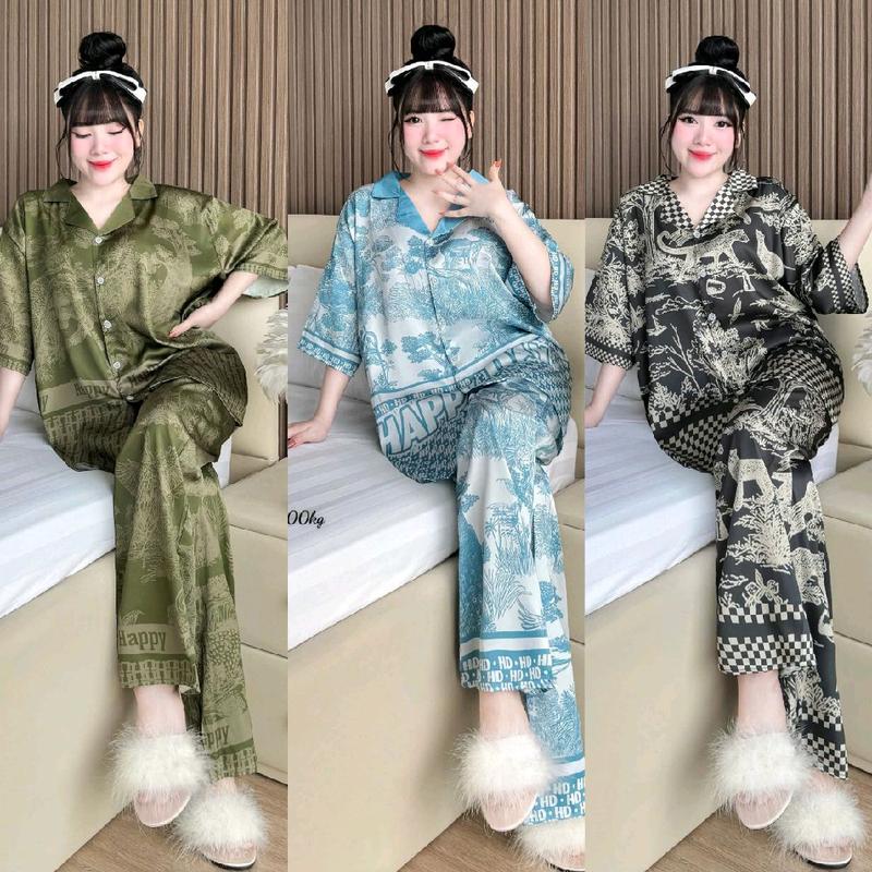 80_140k BIGSIZE PIJAMA TAY NGẮN QUẦN DÀI MẶC NHÀ CHẤT VÃI LATINH MỀM MỊN THẤM HUT MÔ HÔI DỄ CHỊU CHO NGƯỜI MẶC latin