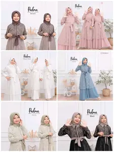 Padma Syari Gamis Anak Perempuan CLARA 12-17 Tahun Dress Panjang Lebaran Syari Wanita Remaja Tanggung Simple Airflow Crinkle Bahan Crinkle Airflow Import Mix Brikat Malika Puring