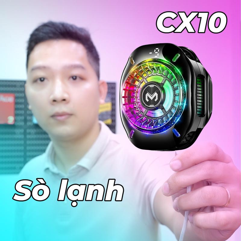[ MOBILECITY MEDIA ] Sò Lạnh CX10 AI - Quạt Tản Nhiệt Điện Thoại - Led Gaming, Chế Độ AI, Làm Lạnh Cực Sâu - BH 1 Đổi 1