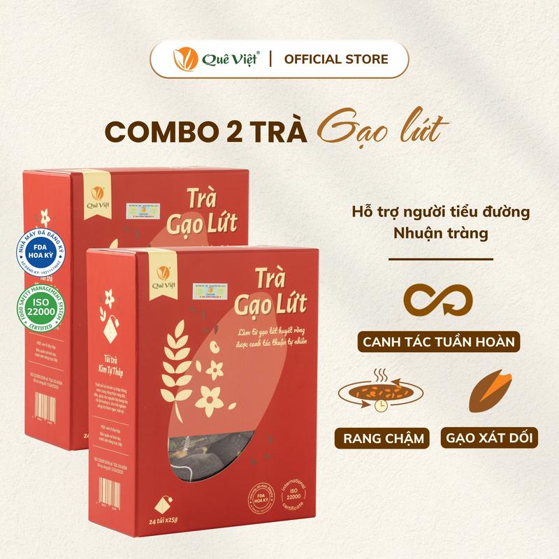  Combo 2 hộp Trà gạo lứt Quê Việt -  Hộp  450g 600g  