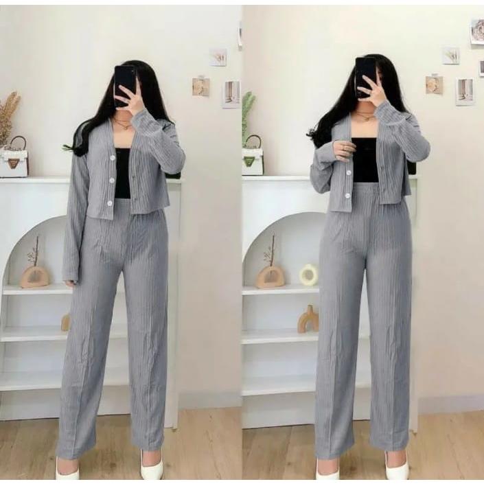 One Set Casey Knit And Pants Murah Berkualitas Setelan Wanita Kekinian Setelan Wanita Terlaris One Set Wanita Kekinian Knit Rib Terbaru Setelan Knit Wanita Setelan Wanita Korean Style One Set Knit Onset Knit Premium 2