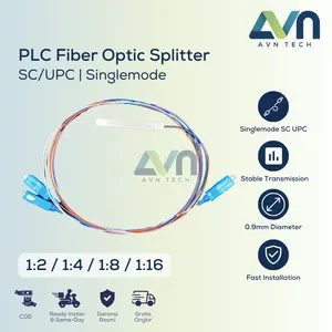 Kabel PLC Splitter Fiber Optic SC UPC Singlemode Passive Spliter FO 0.9mm 1:2 / 1:4 / 1:8 / 1:16