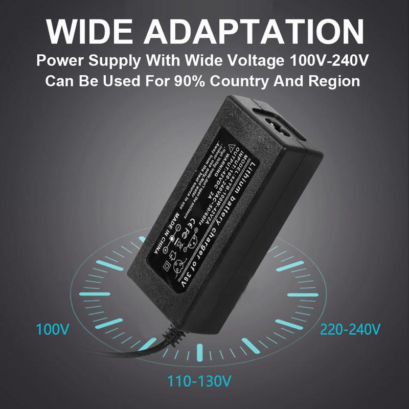 Product Introduction of Battery Charger 42V 2A Lithium Battery Charger Adapter(EU) 3Pin for Electric Scooter Hoverboard Balanced Wheel Cable Charging 21