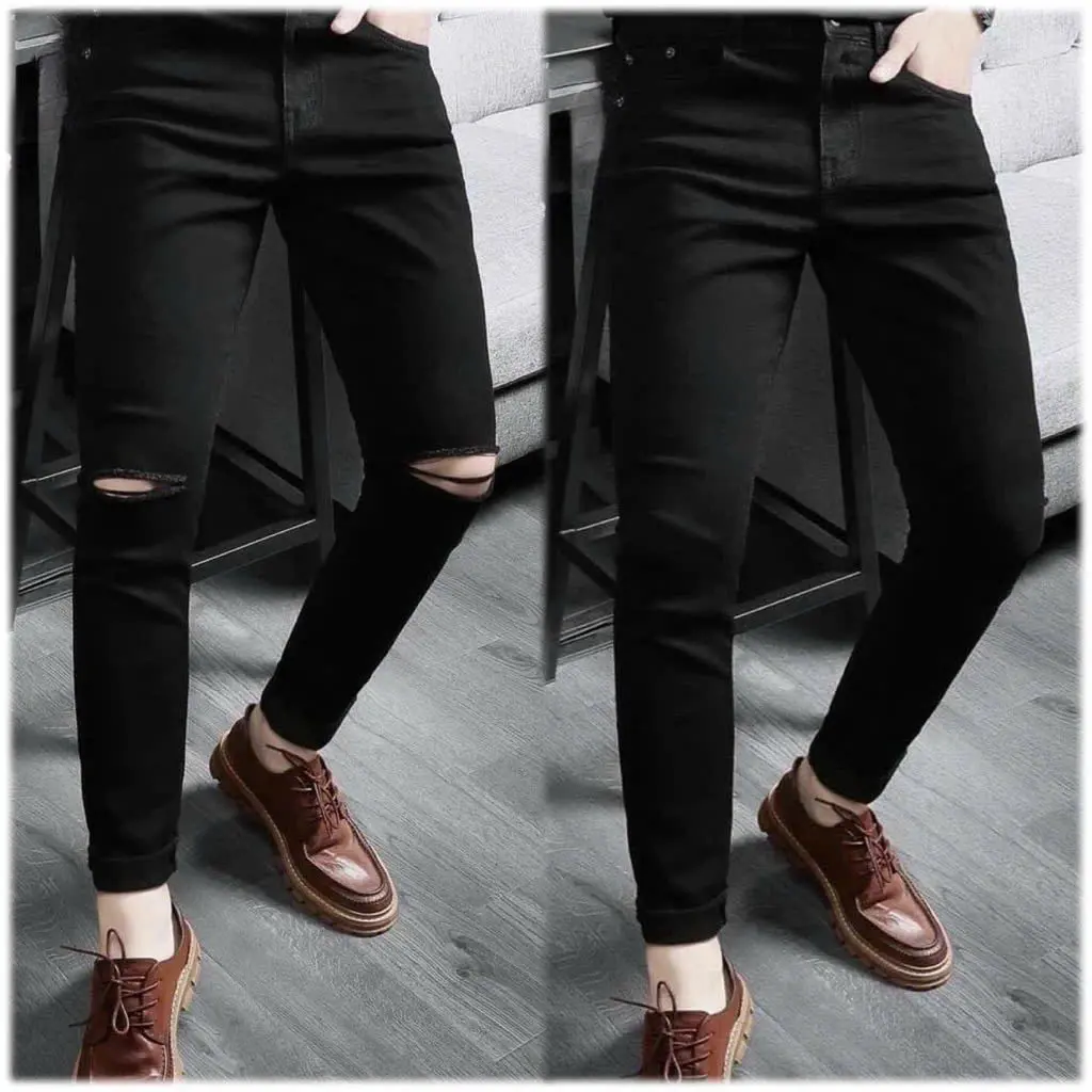 Mã Số QJN20 Quần Jean Nam Đen Trơn chất liệu jean bò denim co giãn nhẹ như hình,chuẩn from dáng,đủ size có nhiều mẫu mới Menswear Pants Có Túi