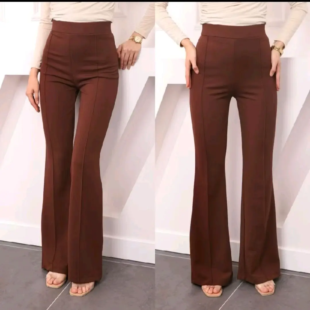 FLARE PANTS GARIS / CELANA CUTBRAY CELANA PANJANG WANITA / CELANA SCUBA/ cutbray high waist scuba / Fit Karet Lembut Melar Tebal Kulot Basic Kantor
