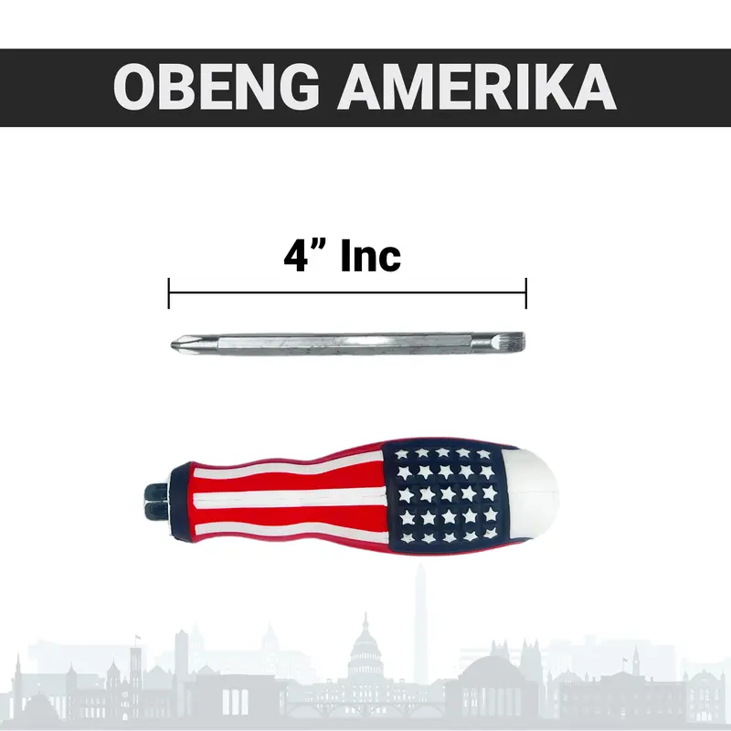 [HAO] Obeng Bolak Balik Amerika 5inch Gagang Karet / 2in1 Obeng Bolak Balik 7