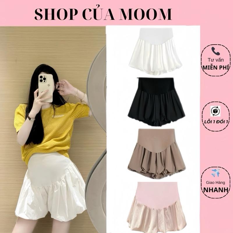 [Nhà Moom] Quần Short Bí, Quần Váy Bí 2 Lớp cho Mẹ Bầu dáng phồng , có túi siêu xinh