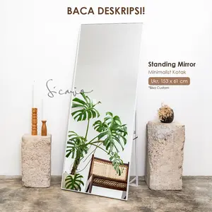 [Gratis Packing Kayu] Standing Mirror, Cermin berdiri frameless jumbo 153x60 Cm