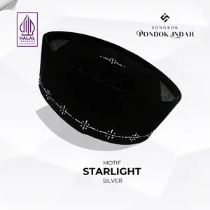 Songkok Lukis PONDOK INDAH Hitam STARLIGHT Beludru Premium
