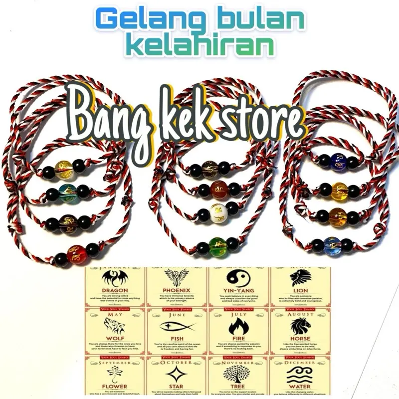 Gelang tridatu bulan kelahiran kombinasi batu tibet dan mata kucing bonus kura kura keberuntungan Bracelets Tali Elegan weton