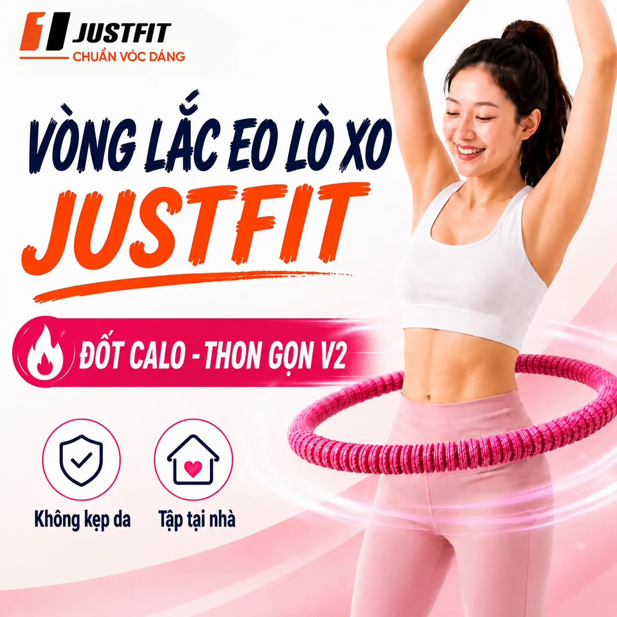 Vòng Lắc Eo JUSTFIT Dệt Vải Mềm Mại Tập Thể Dục, Tập Gym, Tập Yoga Tại Nhà
