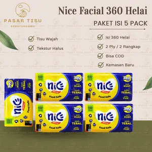 5 PCS Tisu Nice Facial 360 Helai - 2 Ply / 2 Rangkap Tissue Per Lembar