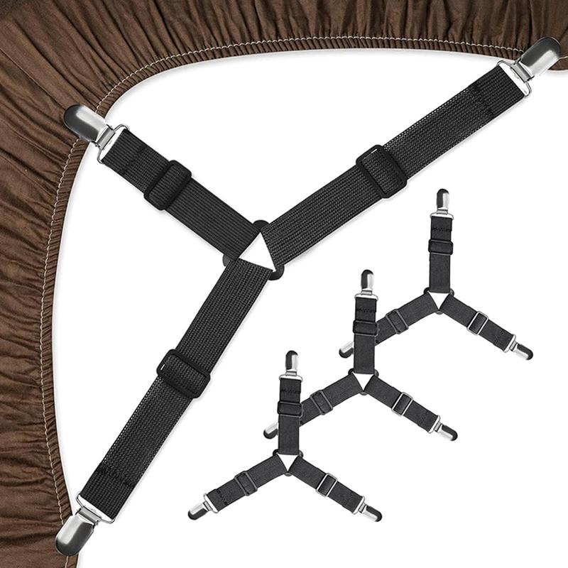 4 Cái Dây Đàn Hồi Kẹp Nệm - Bộ Dây Buộc Ga Trải Giường Chống Trượt, Điều Chỉnh Co Giãn Tiện Lợi Cho Gia Đình