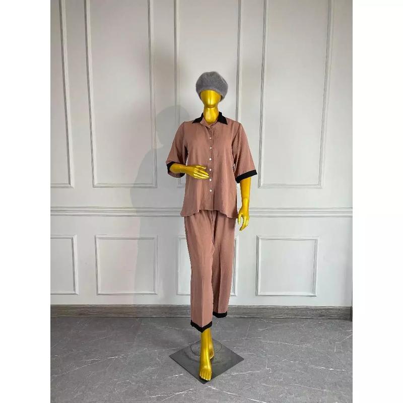 Piyama Set Celana Panjang Crinkle Series Baju Tidur Wanita 2