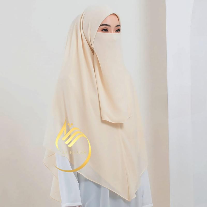 Product Introduction of {SET CADAR} JILBAB SYAR'I SEGI EMPAT INSTAN JUMBO PREMIUM | TUDUNG HAFIZAH Bisnis Pad Muslim Layer Doll Ceruty Sifon Kerudung 8