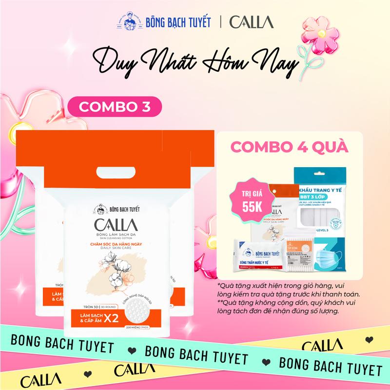 Combo 3 Bông tẩy trang làm sạch da Bông Bạch Tuyết Calla 3D 200 miếng/gói Skincare Chăm Sóc #Dachamsocdamat, #makeup, #bongtaytrang Mỹ Phẩm Cosmetic Mascara Trang Điểm Nữ nướctaytrang bông  tẩy