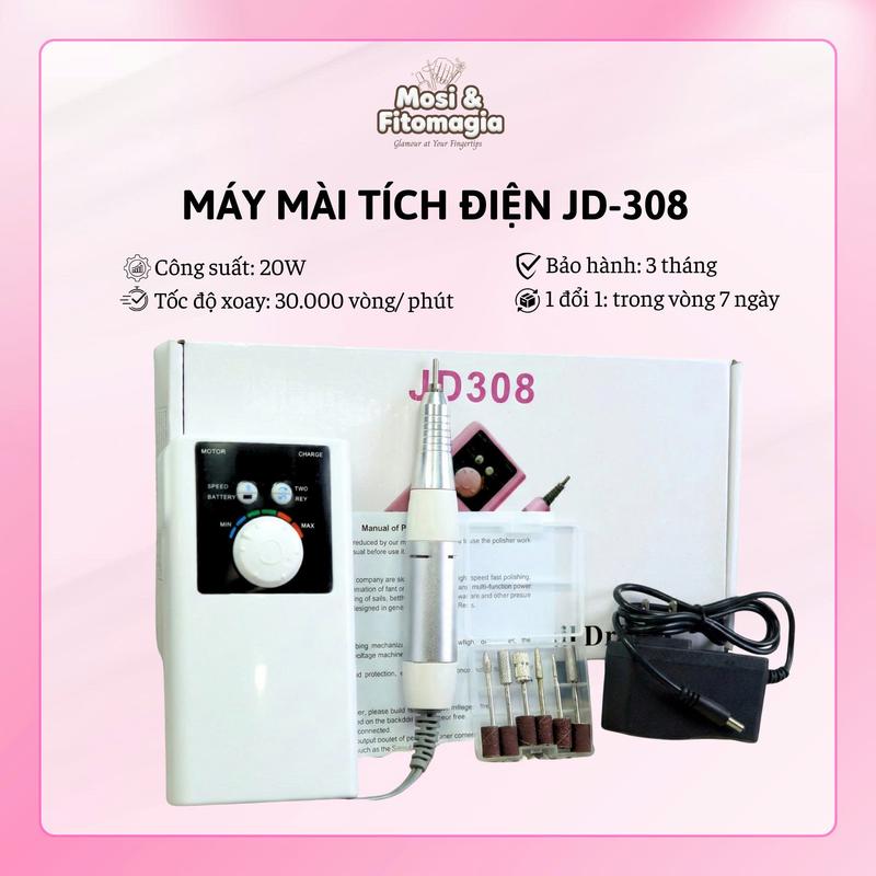   NHẬN ƯU ĐÃI TRONG LIVE Máy mài móng tích điện JD308- 30K vòng  phút - 20W chính hãng  bảo hành hộp điều khiển 3 tháng  - máy mài cầm tay công suất mạnh chạy êm Làm Nail 