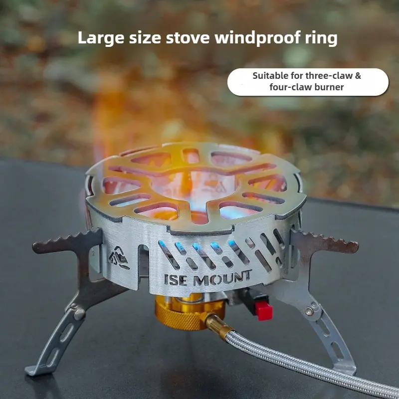 ISE MOUNT Outdoor stove windproof ring portable  accessories picnic stove windblock stainless steel stove ring-Large Size camping equipment
