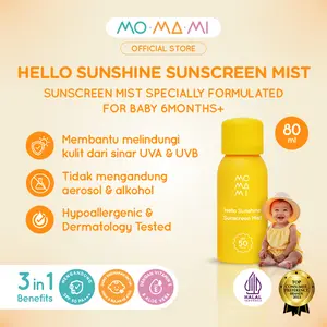 Momami Hello Sunshine Sunscreen Mist 80ml - Spray Untuk Bayi dan Anak dengan SPF 50 PA+++ Alcohol Free & Cocok untuk Kulit Sensitif​