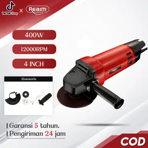 REAIM Mesin Gerinda Tangan 4 Inch Gerinda Listrik Angle Grinder Mesin Gerinda Elektrik Grenda Grinder Gerinda Potong Besi Kayu Keramik