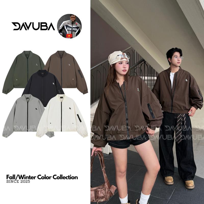 DAVUBA x Dương Minh Hải l Áo Khoác Bomber Signature Tay Nhúm Logo Thiếc Form Boxy SM152