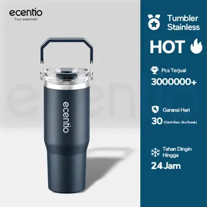 Ecentio  Biru tumbler panas dingin tumbler minum stainless  Steel 900ml premium  Vacuum  botol minum aesthetic besar