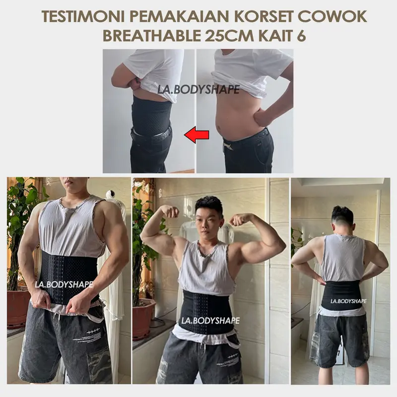 Korset pria anti buncit model 25cm kait 6/ korset cowok perut pinggang elastis nyaman buat seharian dan korset olahraga 5