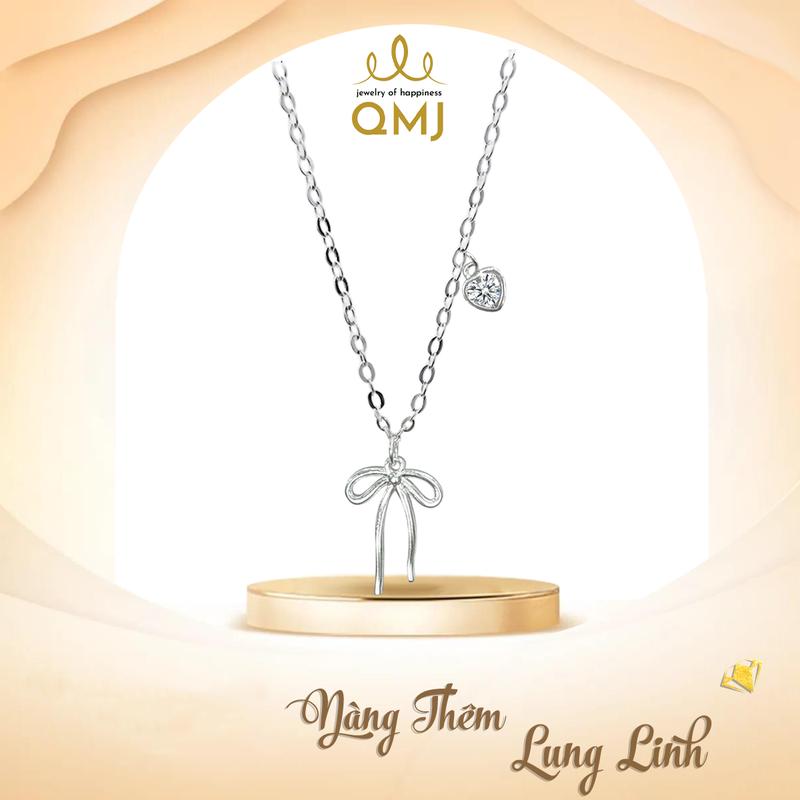QMJ STORE - Q230 DÂY CHUYỀN NƠ TIỂU THƯ BẠC CHUẨN 925 CAO CẤP DUYÊN DÁNG