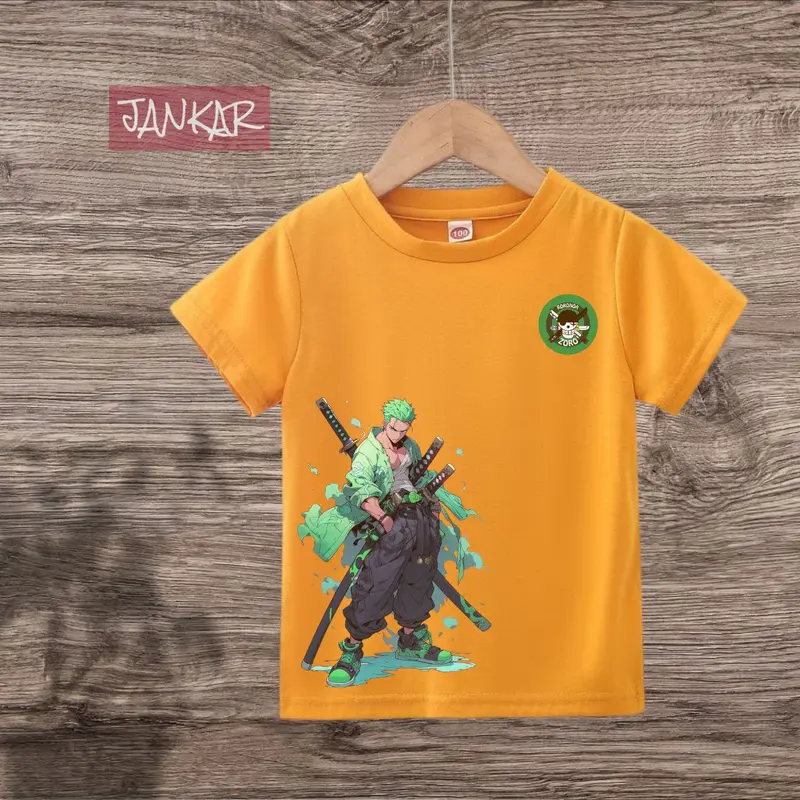 (BISA COD) KAOS ANAK KAOS DISTRO ANAK LENGAN PENDEK UNISEX LAKI PEREMPUAN MOTIF ZORO USIA 2-12TAHUN 4