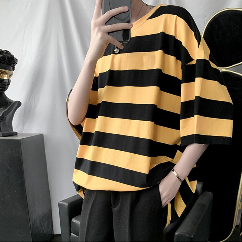 Product Introduction of Vintage striped T-shirt men's clothing Korean-style comfortable fine cloth fashion unisex clothes 26