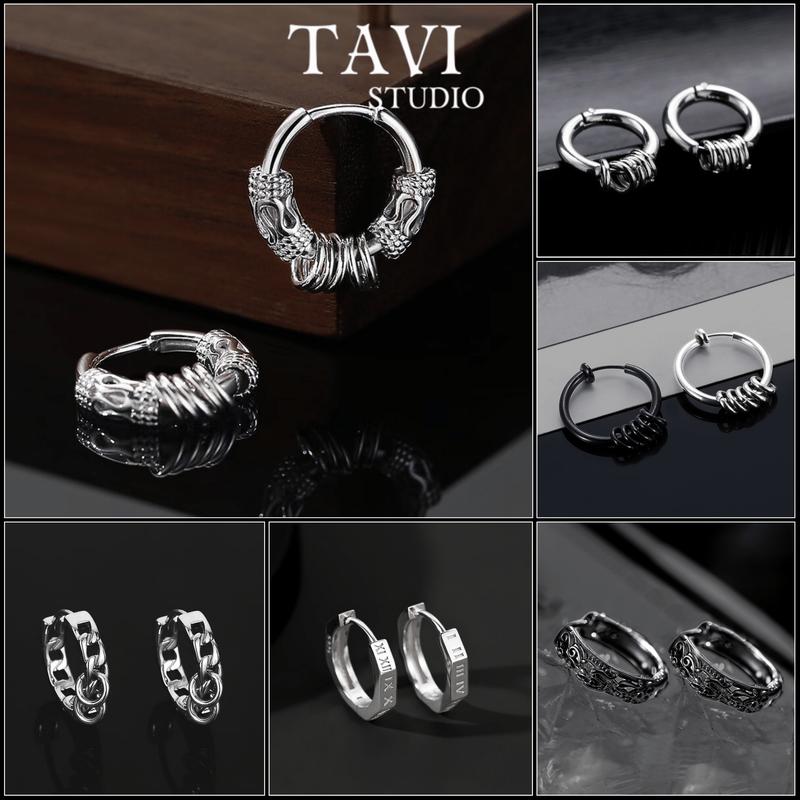  Khuyên Tai Orn Earring Tròn Bằng Thép Không Gỉ Màu Bạc Phong Cách Hip Hop Mới Cho Nam Tavi Studio hoa tai nam nữ   1 chiếc  