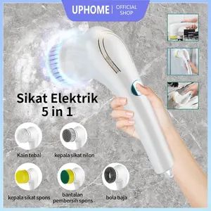 UPHOME Sikat Elektrik 5 in 1 Handheld  Putih Rotasi Cerdas 360° Derajat Kebisingan Rendah Tahan Air IPX7  Membersihkan  Wastafel Dapur|Tanpa Kabel