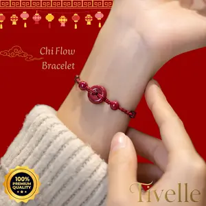 [COD] Tivelle Chi Flow Bracelet Gelang Tali Merah Aesthetic Penuh Makna Stylish Cantik Simpel Simbol Energi Positif & Keseimbangan Pria Wanita 100% Kualitas Terjamin