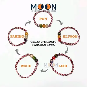 Gelang Tridatu Pasaran Jawa dengan Batu Tibet Motif Kliwon Legi Wage Pon dan Pahing untuk Anak Dewasa