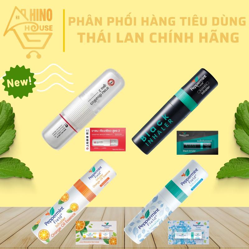 Ống Hít Thông Mũi Peppermint Field Inhaler 2ml 2in1 Thái Lan Hỗ Trợ Nghẹt Mũi Đau Đầu Say Tàu Xe - Hinohouse