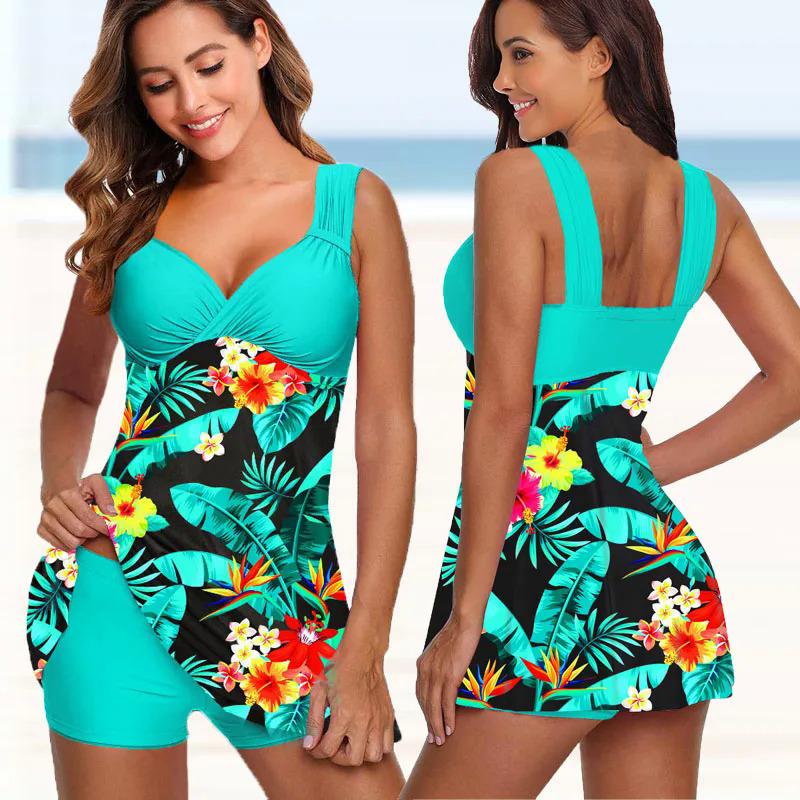 Product Introduction of Plus Size Two Pieces Swimsuits Swimwear Women Flower Print Summer Large Bathing Suits Tankini Beachwear Sexy Bikini Swimdress 10