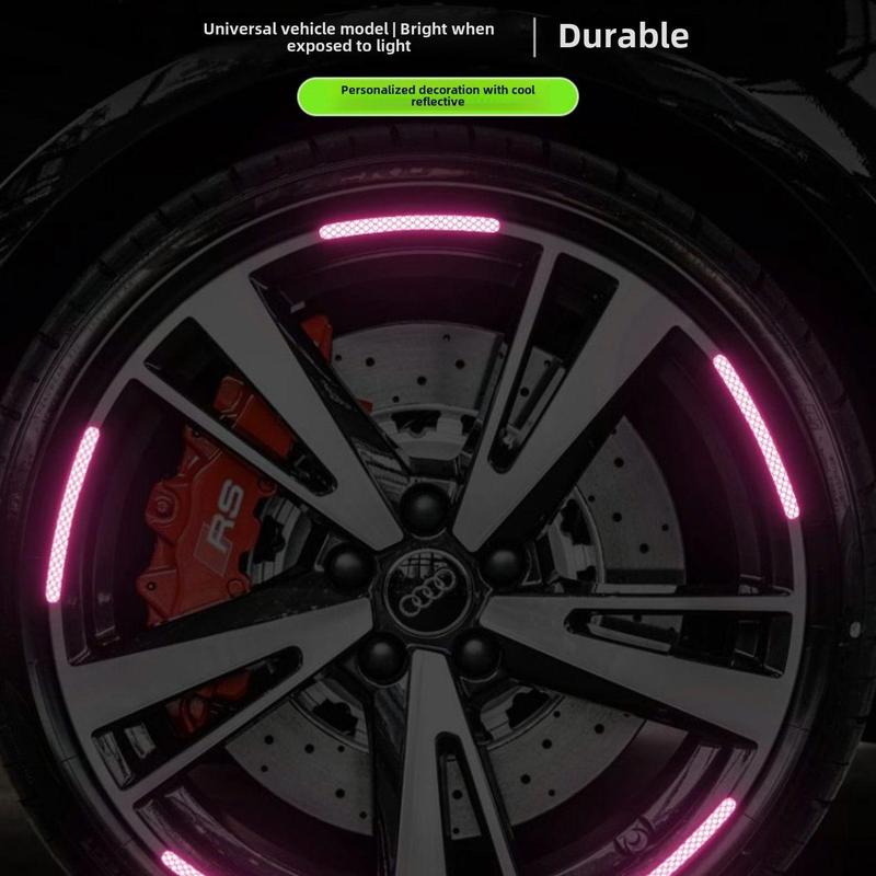 Miếng Dán Bánh Xe Ô Tô, Dạ Quang, Thiết Kế Kẻ Sọc Phản Quang Đầy Màu Sắc, An Toàn Để Lái Xe Ban Đêm, Đồ Trang Trí Cạnh Lốp, Miếng Dán Cảnh Báo Trung Tâm Bánh Xe Ô Tô, Có Sẵn Trong 20 / 40 Miếng Dán
