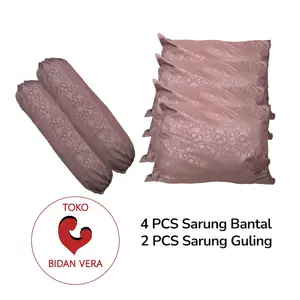 Sarung Bantal Resleting Paket isi 4pcs Sarung Bantal + 2pcs Sarung Guling Bahan Katun Nyaman Untuk Tidur