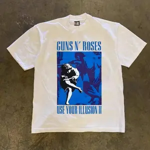 Comfy Korea Style T-shirt Oversize GUNSN'ROSES  | Kaos Wanita Putih | Metallica Kaos pria dan wanita