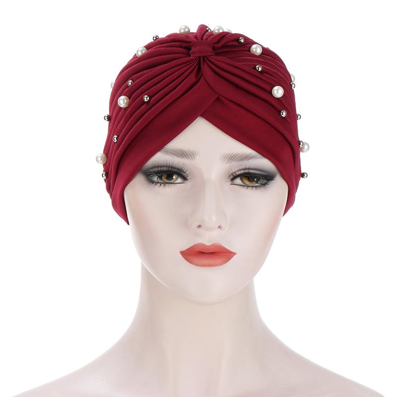 Product Introduction of European and American Fashion Pleated Ladies Sleeve Cap Indian Cap Size Beads Muslim Tam-O'-Shanter 3