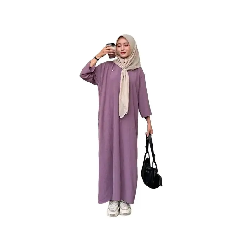 Daster Cringkle Airflow Polos Model Tangan 3/4 Kekinian Oversize - Busui Resleting - Kantong Crinkle Ibu 7