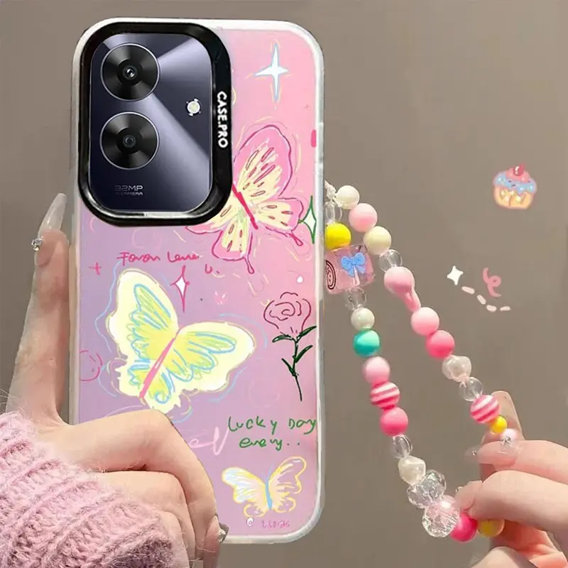 CASE FOR REALME NOTE 60 TERBARU MOTIF SILIKON HYBRID HOLOGRAM AESTHETIC BUTTERFLY WITH CUTIE CHARM 0