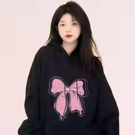 KG PITA PINK HOODIE - PULLOVER SWEATER BAHAN FLEECE GRAMASI 250 - DETAIL SABLON DAN SAKU DEPAN - KOREAN STYLE OVERSIZE 3