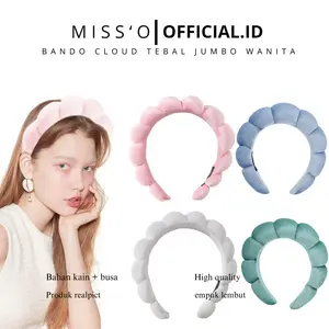 Missoofficial.id BD1469 Bando Cloud Tebal Jumbo Bandana Gaya Korea Fashion Rambut Wanita Headband Awan Polos Empuk